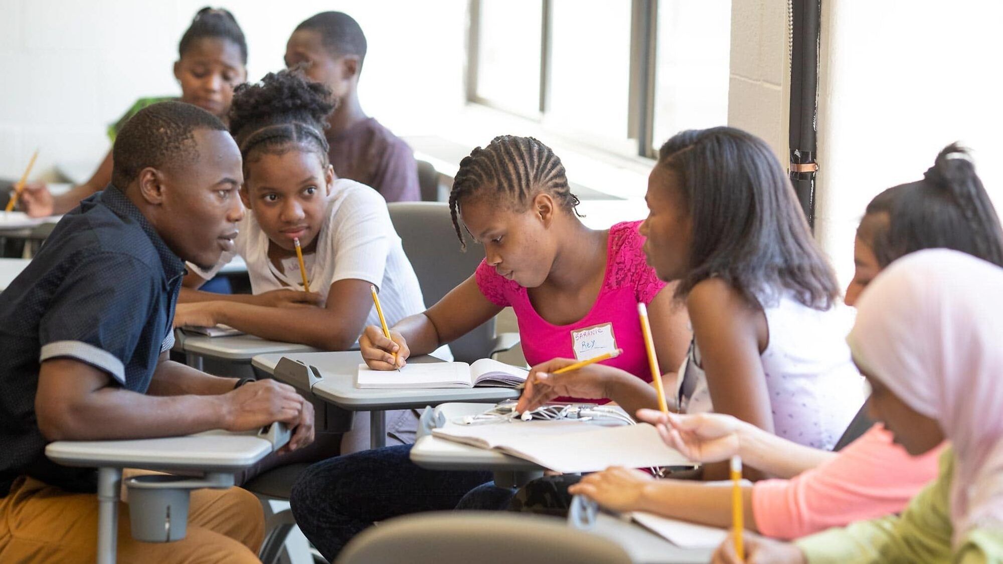 Students working in groups